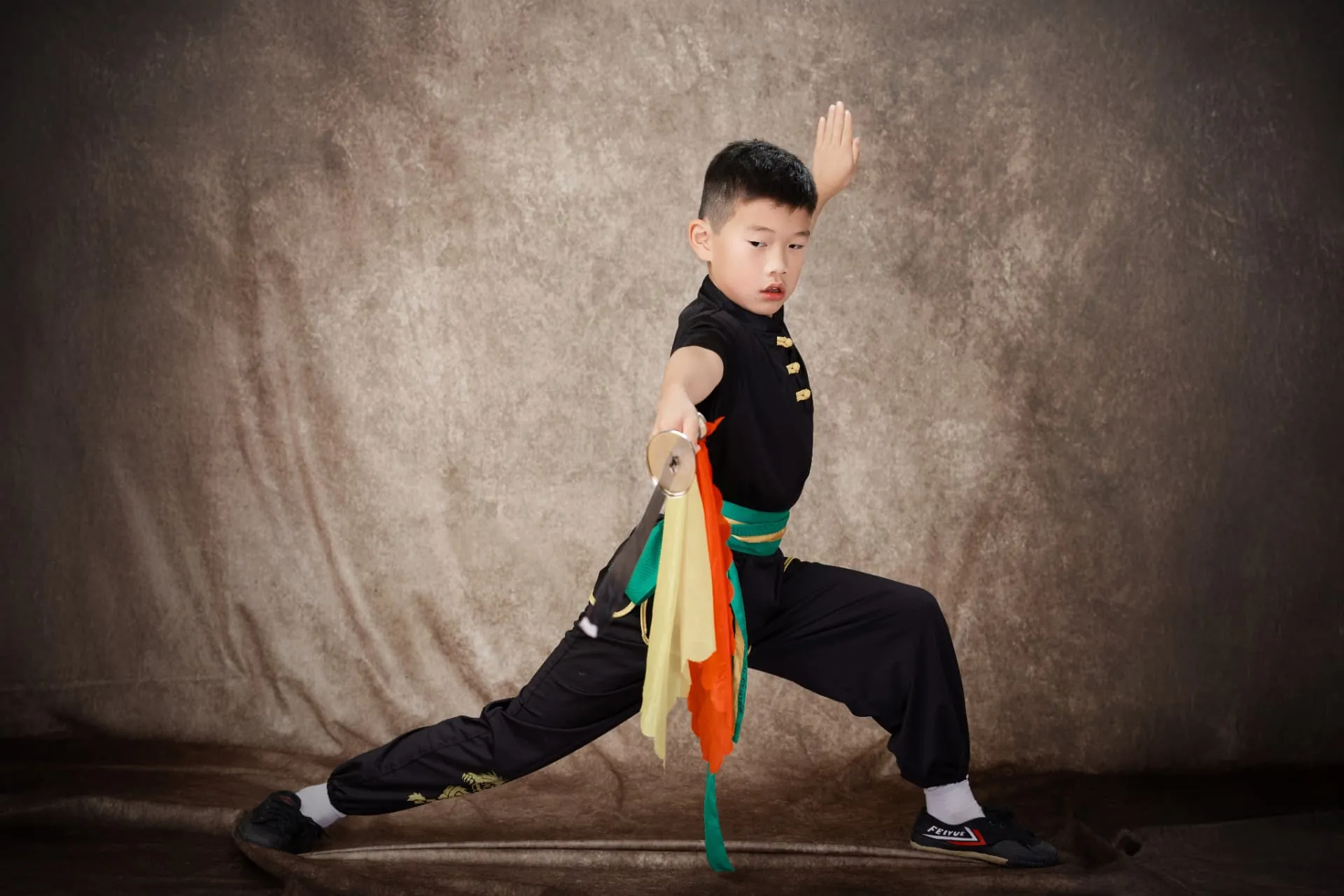 A child in a Shaolin kung fu stance.